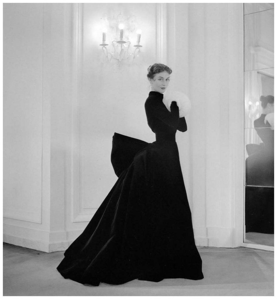 gigi-in-velvet-evening-gown-featuring-a-bustle-in-the-back-by-jacques-griffe-photo-by-willy-maywald-paris-1951
